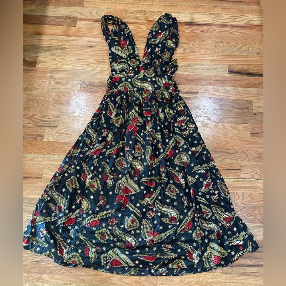 Red and Blue Sleeveless Halter Sundress